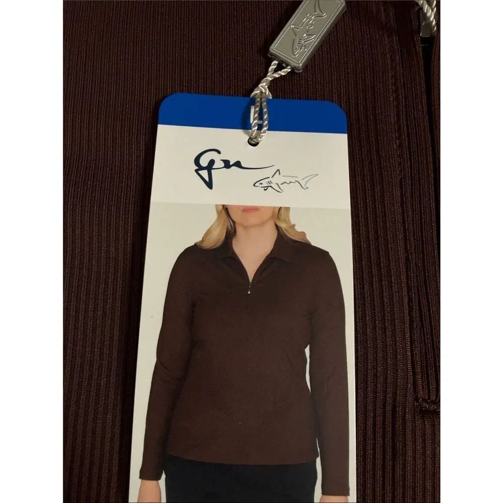 Greg Norman Collection Brown Quarter-Zip Long Sleeve Top